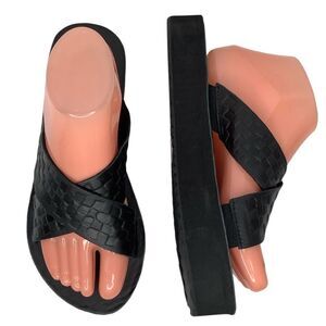 Vans Karina Rozunko Ultra Crush Black Leather Women’s Summer Sandals Sz 8